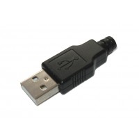 Штекер USB-A под кабель тип 2 (с корпусом USBAM-COVER)