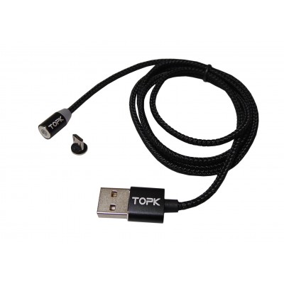 Кабель TOPK USB-A -  micro USB 5pin (1,0м) магнитный