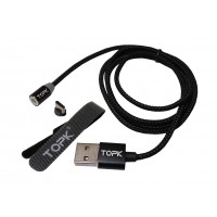 Кабель TOPK USB-A - USB-C (1,0м) магнитный