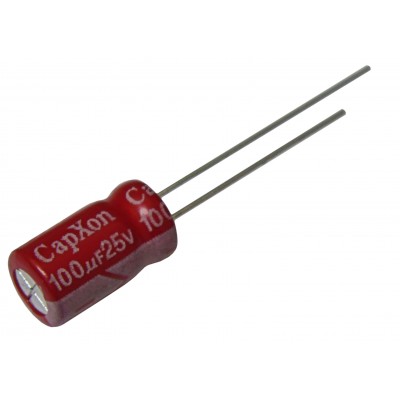 Конденсатор низкоимпедансный   100мкФ -  25В (105°C) <6,3x11>  CapXon KF