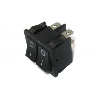 Выключатель KCD5-1 (черный, 2-х клавишный, без подсветки 220В)