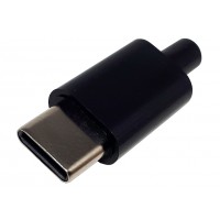 Штекер micro 3.1 USB Type-C под кабель (черный)