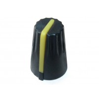 Ручка потенциометра XC-1406 (AG4) (черная коническая, желтая полоса)
