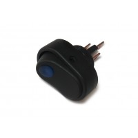 Выключатель 20D-2 (черный с синим глазком, с подсветкой 12В)