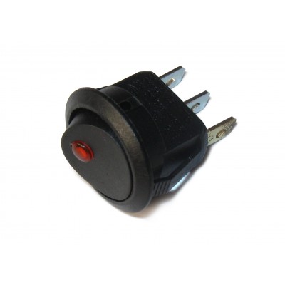 Выключатель 101E - 8C/D (черный с красным глазком, с подсветкой 220В)
