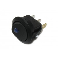 Выключатель 101E - 8C/D (черный с синим глазком, с подсветкой 220В)