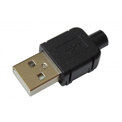 Штекер USB-A под кабель тип 1 (с корпусом USBAM-COVER)