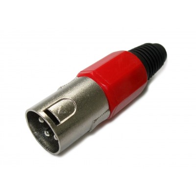 Штекер CANON кабельный красный 3pin (серый металл)