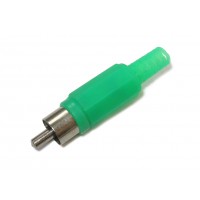 Штекер RCA под кабель зеленый с пружиной (пластмасс)