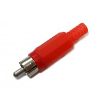 Штекер RCA под кабель красный с пружиной (пластмасс)