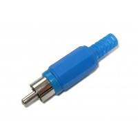 Штекер RCA под кабель синий с пружиной (пластмасс)