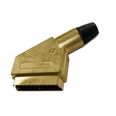 Штекер SCART под кабель (желтый металл)