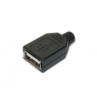 Гнездо USB-A под кабель (с корпусом USBAF-COVER)